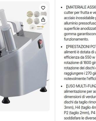 Taglia verdure professionale per ristorazione e co