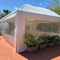 3 gazebo in pvc 5x5 in ferro zincato e 1 pergola