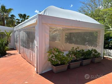 3 gazebo in pvc 5x5 in ferro zincato e 1 pergola
