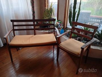 Panca e sedia in legno da giardino/terrazzo 