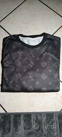 T-shirt grigio scuro stampa monogram  geometrico