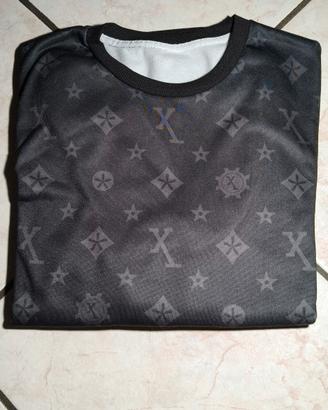 T-shirt grigio scuro stampa monogram  geometrico