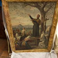 Grande Dipinto Antico Olio su Tela - Scena Religio