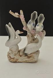 Statuetta vintage porcellana uccellini su ramo