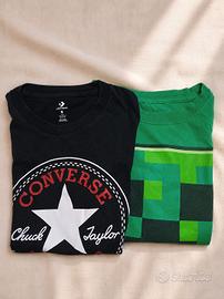 2 t-shirt ragazzo 8-10 anni Converse e Minecraft 