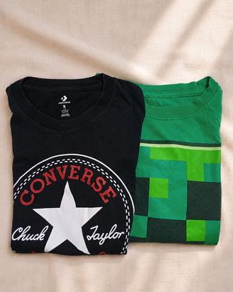 2 t-shirt ragazzo 8-10 anni Converse e Minecraft 