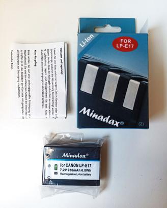 Minadax batteria LP-E17 950 mAh 7.2V per Canon,