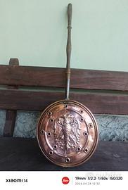 scaldaletto antico rame ottone con aquila imperial