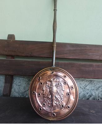 scaldaletto antico rame ottone con aquila imperial