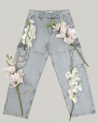 pantalone cargo Bershka grigio chiaro uomo, 40