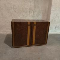 Credenza Vintage anni '70 in Radica e Ottone 