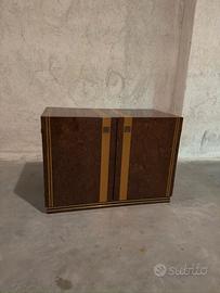 Credenza Vintage anni '70 in Radica e Ottone 