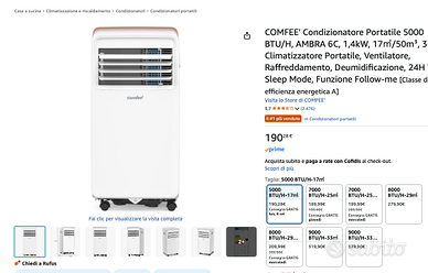COMFEE' Condizionatore Clima Portatile 5000 BTU/H,