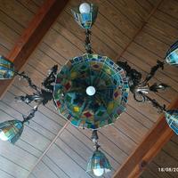 Lampadario allegorico, inizio '900, pezzo unico