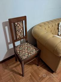 Coppia sedie antiche in legno e tessuto