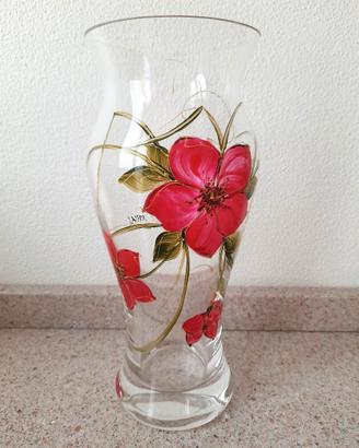 Vaso in vetro dipinto a mano