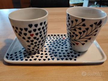 2 tazze mug con piatto rettangolare Altromercato