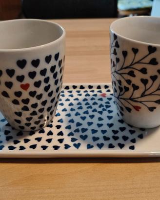 2 tazze mug con piatto rettangolare Altromercato