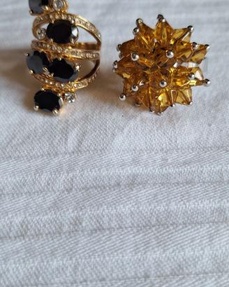 Set Due Anelli da Cocktail Vintage Oro