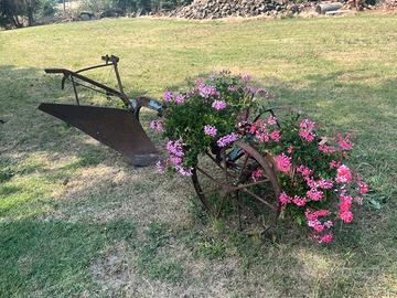 Antico aratro Melotti uso fioriera