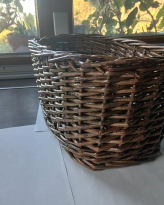 Vecchio Cestino In Salice Fatto  A Mano  Cm 35 X 2
