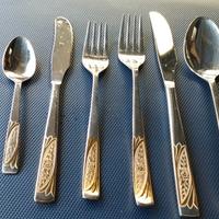 Servizio posate 12 coperti acciaio+oro zecchino 