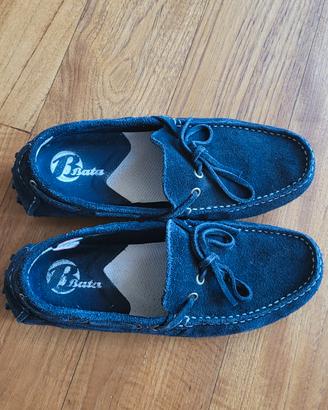 Mocassini Uomo in Camoscio Blu Scarpe Basse Estive