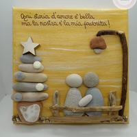 Quadretto handmade natalizio Amore con sassi