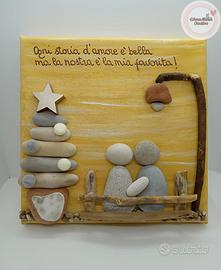 Quadretto handmade natalizio Amore con sassi