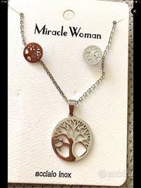 Parure albero della vita portafortuna in acciaio