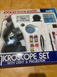 Set Microscopio Vintage 100x-900x con luce e altro