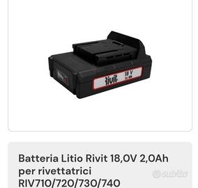 batteria per rivettatrice 18.0V 2.0Ah 