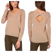Kookai maglia pullover beige oro con fiocco retro 