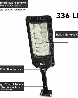 LAMPIONE SOLARE CREPUSCOLARE DA 2000W 336LED IP65