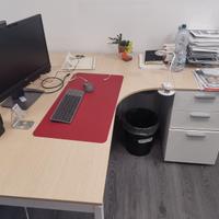 .SCRIVANIA A L CURVA + CASSETTIERA BIANCA