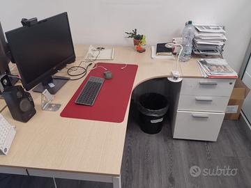 .SCRIVANIA A L CURVA + CASSETTIERA BIANCA