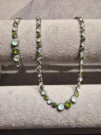 collana + braccialetto strass verde
