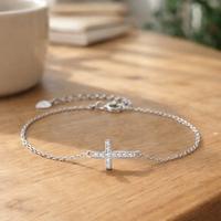 Bracciale croce argento 925 con zirconi