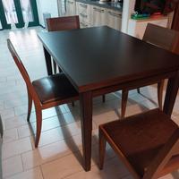 Tavolo allungabile wengé+ 4 sedie Piombini pelle