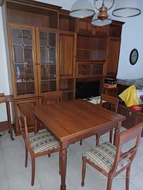 Mobile soggiorno +tavolo allungabile  + 4 sedie 