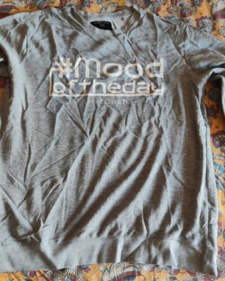 Maglia manica lunga grigia stampa Mood of the day