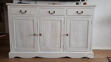 Credenza 3 ante e 3 cassetti in legno bianco