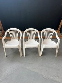 Sedie bianche da esterno / giardino (3 pz.)
