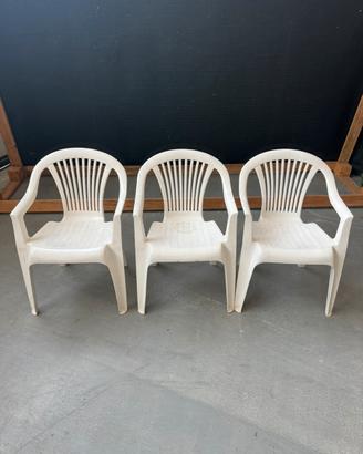 Sedie bianche da esterno / giardino (3 pz.)