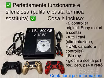 Play Station 4 500gb v. 12.52 perfett. funz.