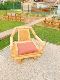 Sedia da esterno vintage in bambù