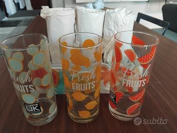 set bicchieri 6pz + cesto in legno