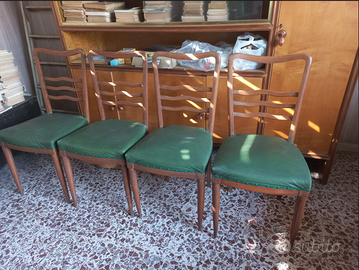 4 sedie imbottite verdi vintage
