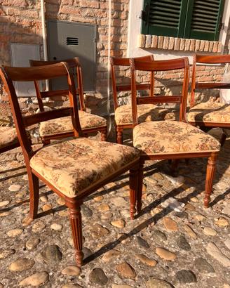 6 sedie regency legno mogano