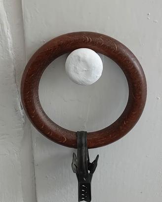 Anelli in legno x tende+ clip in metallo,42 pezzi